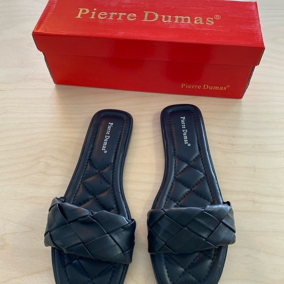 Pierre Dumas Square Heel Basket Weave Sandal size 8 1/2 (EV) - Picture 1 of 14